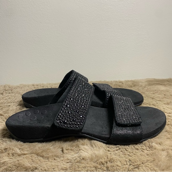 Vionic Black Beaded Slight-Wedge Slide Sandals Size 9 - Picture 6 of 11